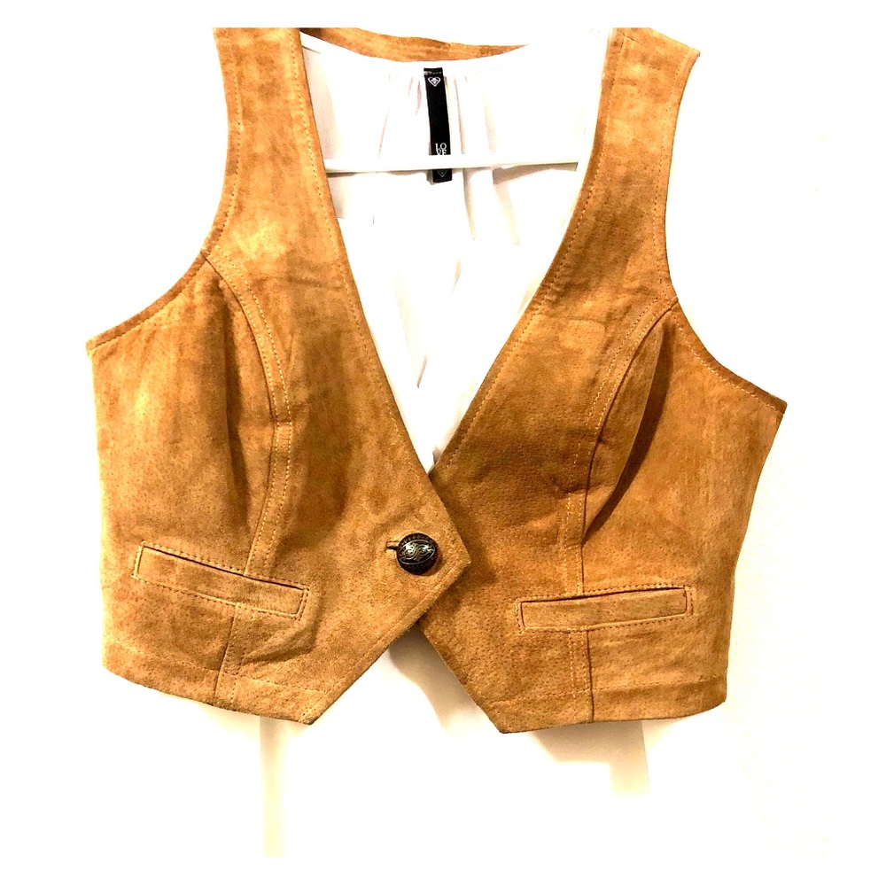 Vintage boho leather vest